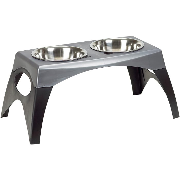 Bergan Pet Elevated Feeder Large Black / Gray 24 x 13 x 11.10 For Pet With Love