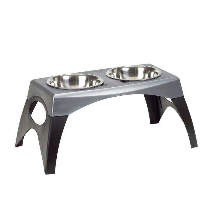 Bergan Pet Elevated Feeder Extra Large Black / Gray 27.72 x 15.09 x 15 For Pet With Love