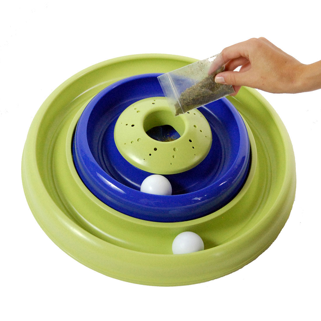 Bergan Turbo Catnip Hurrican Cat Toy Blue / Green 16 x 16 x 3.8 For Pet With Love