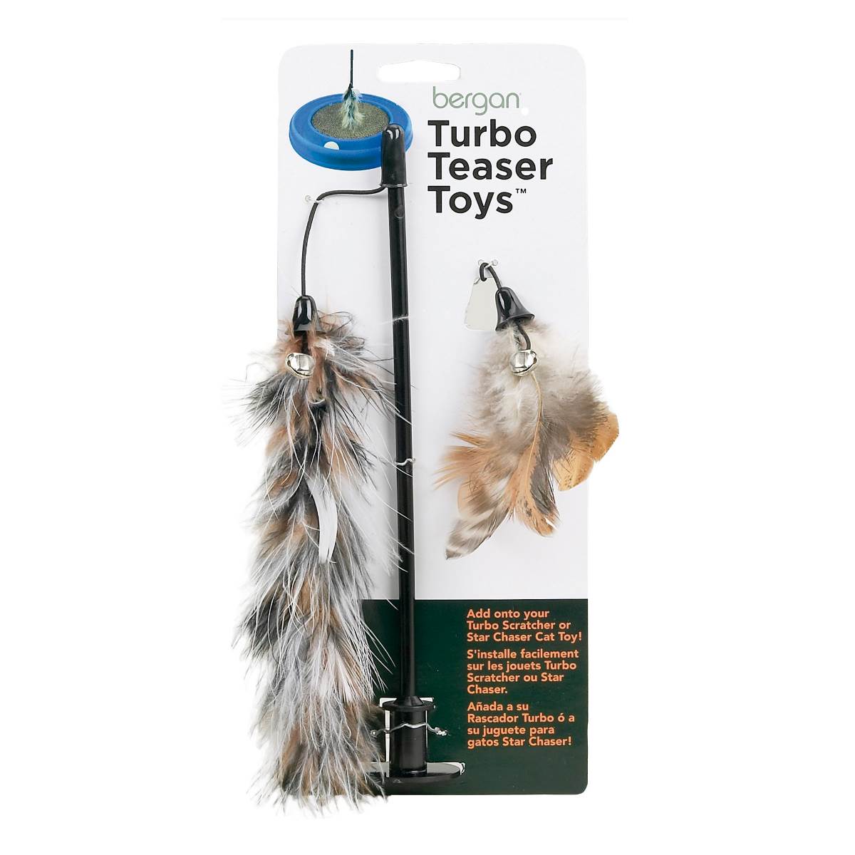 Bergan Turbo Cat Teaser Toy Brown 5 x 6 x 12 For Pet With Love