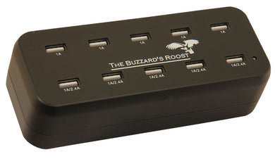 The Buzzard's Roost 10 Port Multi Charger for Garmin Alpha, DC50, TT10, T5 or TT15 Black 6 x 2.5 x 2.5