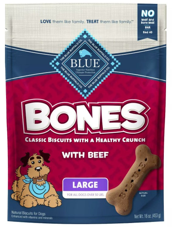Blue Buffalo Classic Bone Biscuits with Beef Large For Pet With Love