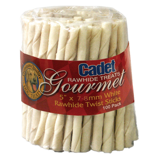 Cadet Rawhide Twist Sticks 5 inches 100 pack For Pet With Love