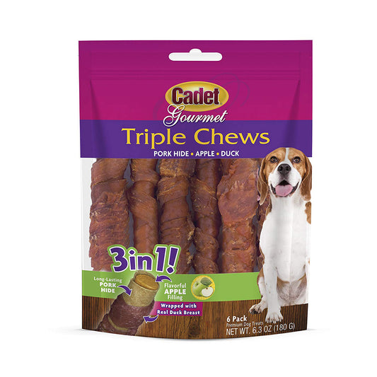 Cadet Triple Chew Treat Duck and Apple 6 pack For Pet With Love