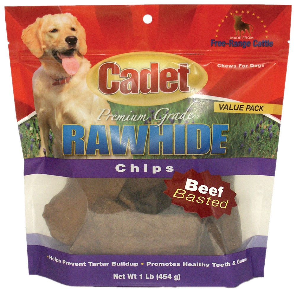 Cadet Rawhide Chips Beef Basted 1 pound For Pet With Love