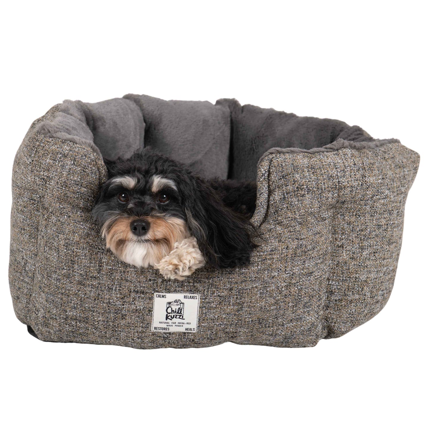 DGS Pet Products Chill Kuzzi FIR Round Bed Small Grey 23 x 23 x 12 For Pet With Love