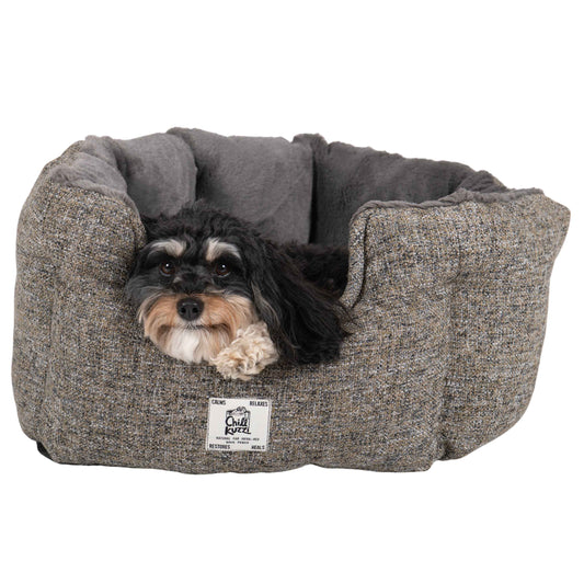 DGS Pet Products Chill Kuzzi FIR Round Bed Small Grey 23 x 23 x 12 For Pet With Love