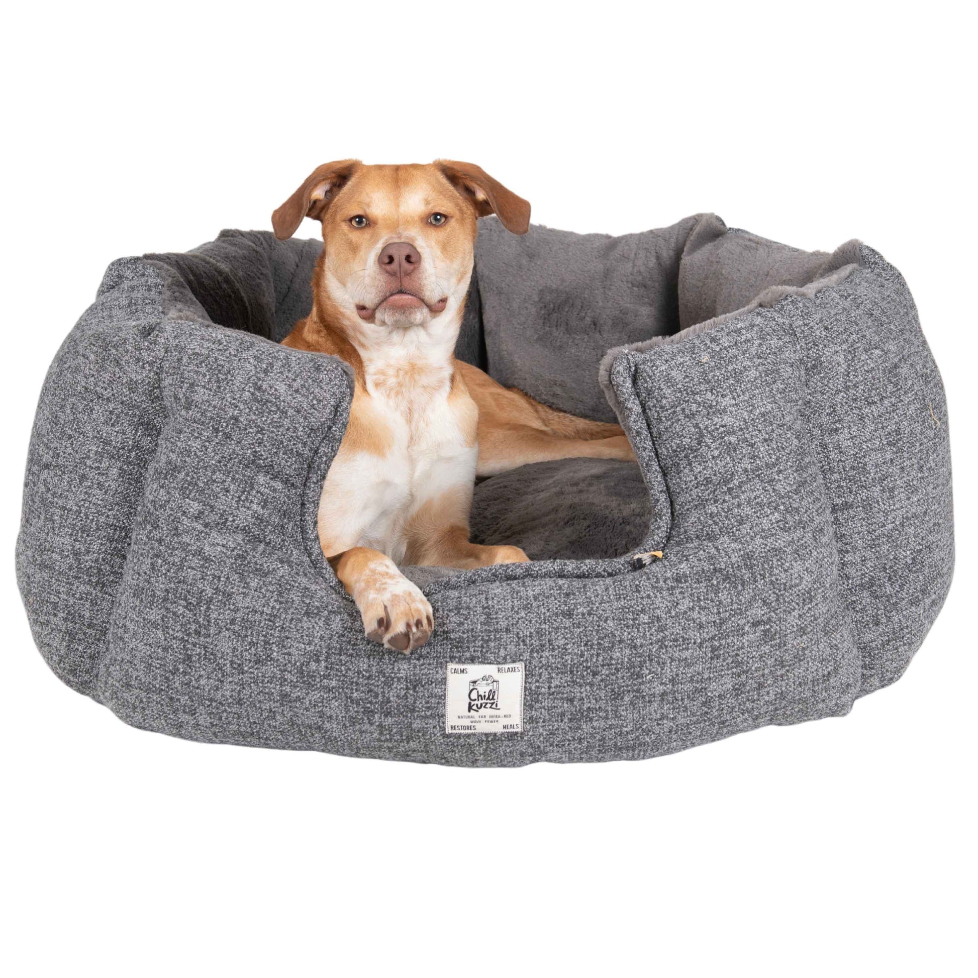 DGS Pet Products Chill Kuzzi FIR Round Bed Medium Grey 30 x 30 x 13 For Pet With Love