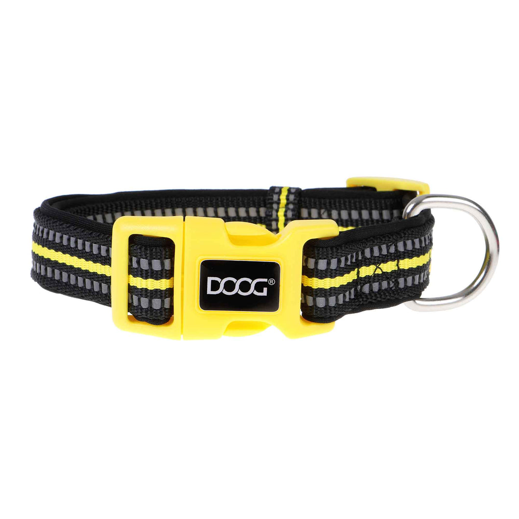 DOOG Neoprene Dog Collar Bolt Neon Large Yellow/Black