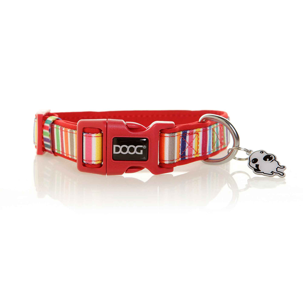 DOOG Neoprene Dog Collar Scooby Small Red/Rainbow