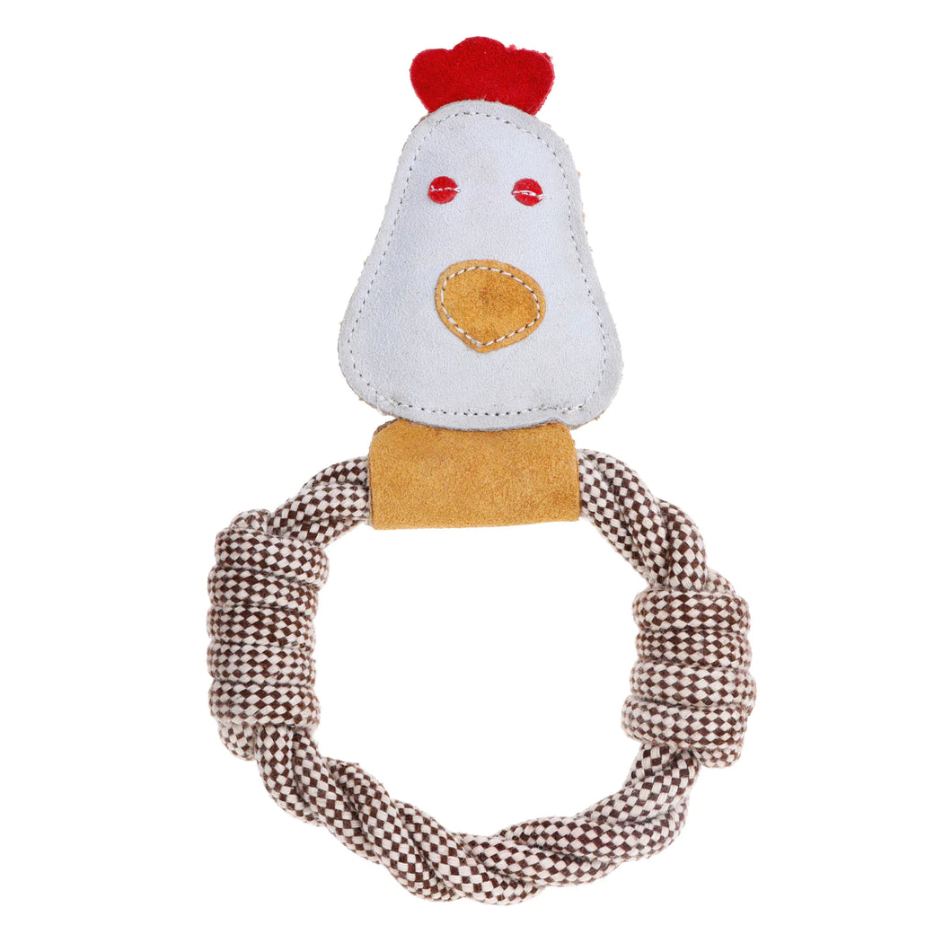 DOOG Country Tails Chicken Rope Ring Toy White 24 x 1.18 x 5.51