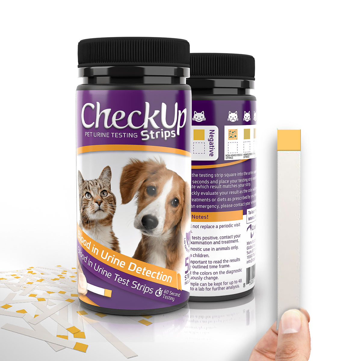 Coastline Global CheckUp Dog and Cat Urine Testing Strips for Detection of Blood in Urine 50 count 4 x 1.5 x 1.5 For Pet With Love