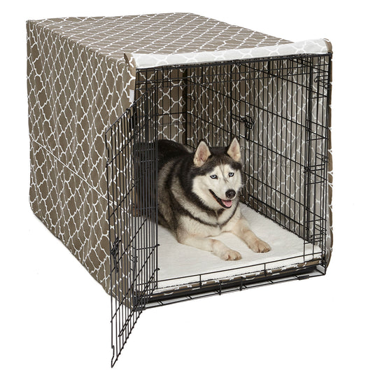 Midwest QuietTime Defender Covella Dog Crate Cover Brown 42 x 28 x 30 For Pet With Love