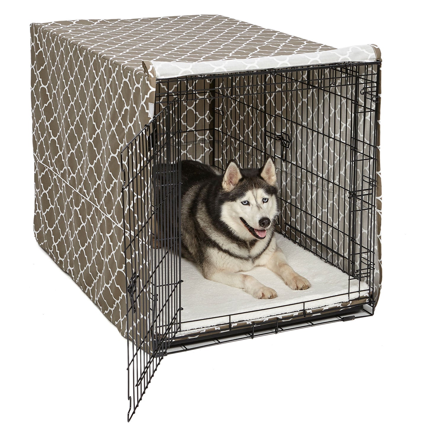 Midwest QuietTime Defender Covella Dog Crate Cover Brown 48 x 30 x 33 For Pet With Love
