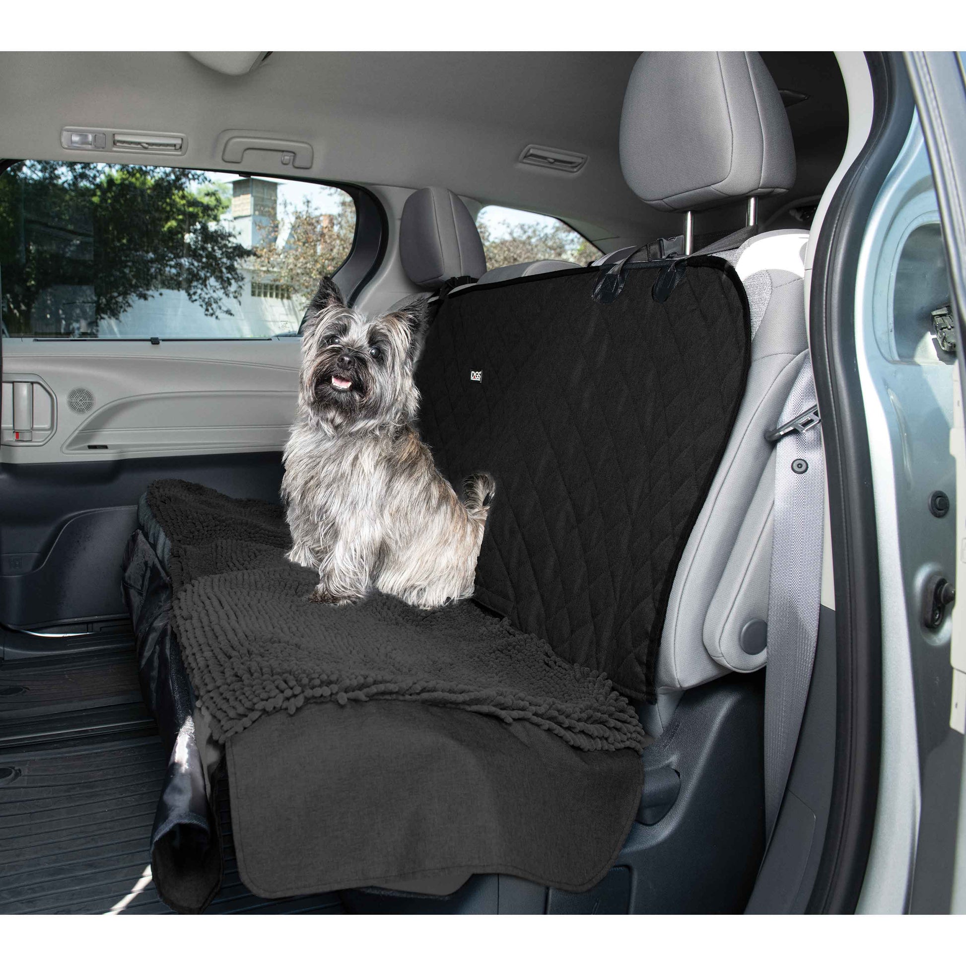 DGS Pet Products Dirty Dog 3-in-1 Car Seat Cover and Hammock Black 54 x 61 x 2 For Pet With Love