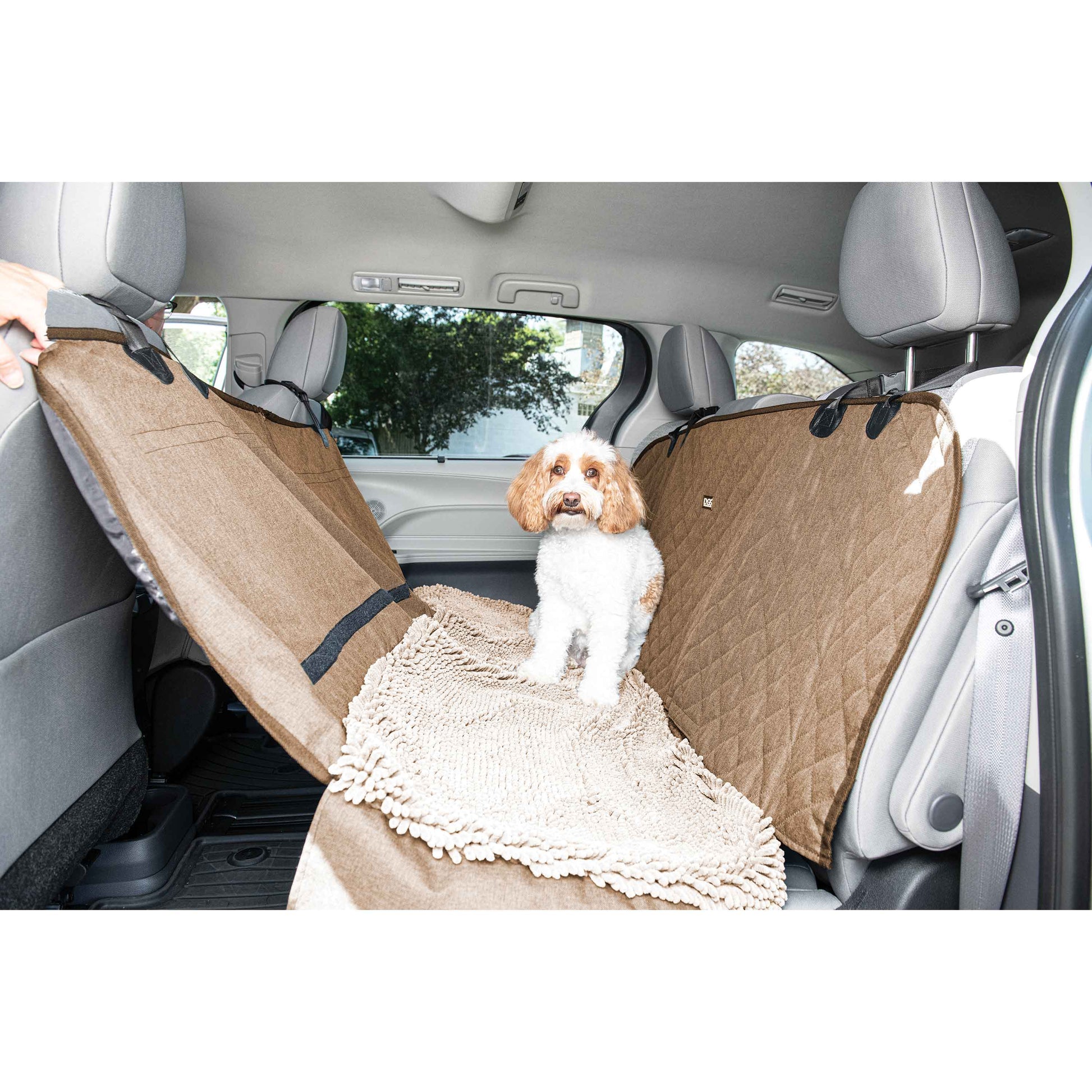 DGS Pet Products Dirty Dog 3-in-1 Car Seat Cover and Hammock Tan 54 x 61 x 2 For Pet With Love