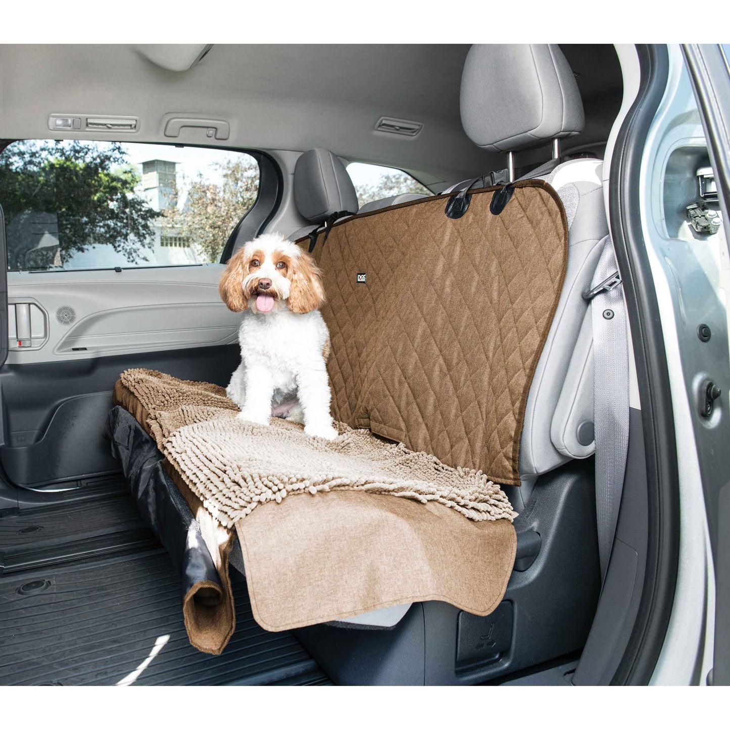 DGS Pet Products Dirty Dog 3-in-1 Car Seat Cover and Hammock Tan 54 x 61 x 2 For Pet With Love