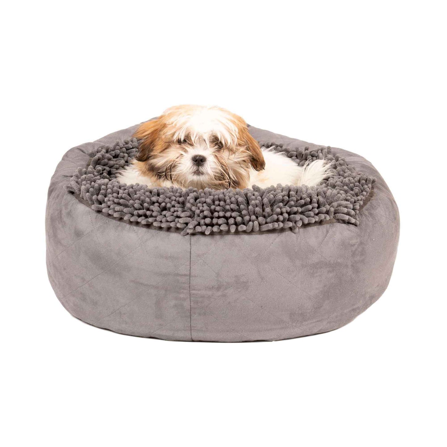 DGS Pet Products Dirty Dog Round Bed Large Cool Grey 25 x 25 x 8 For Pet With Love