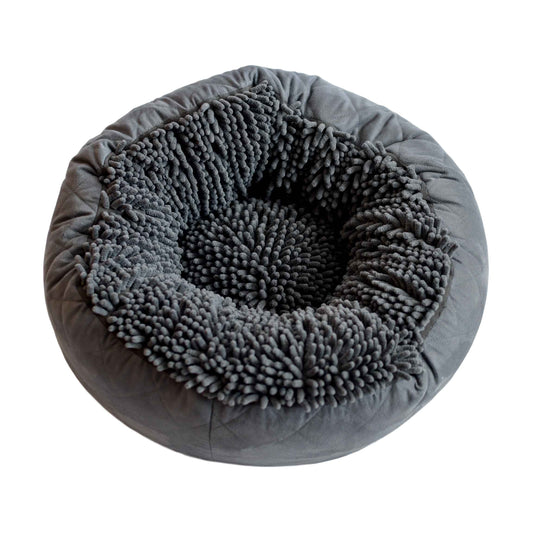 DGS Pet Products Dirty Dog Round Bed Large Cool Grey 25 x 25 x 8 For Pet With Love