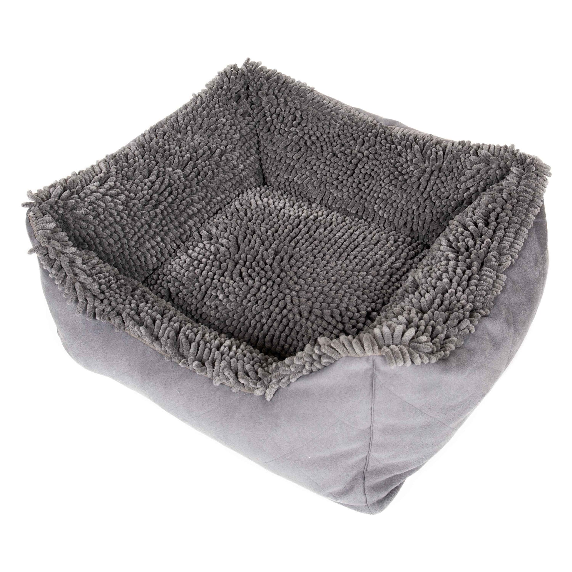 DGS Pet Products Dirty Dog Lounger Bed Small Cool Grey 22 x 20 x 8 For Pet With Love