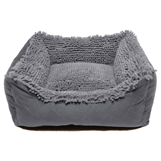DGS Pet Products Dirty Dog Lounger Bed Medium Cool Grey 26 x 24 x 8 For Pet With Love
