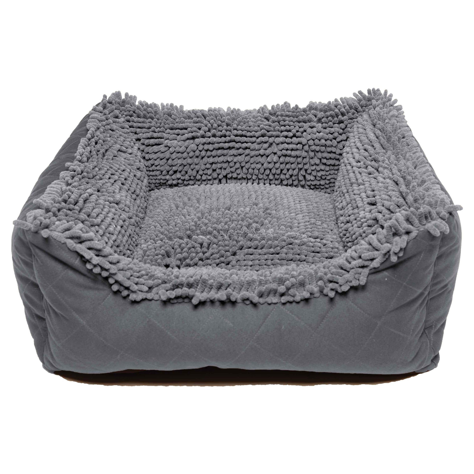 DGS Pet Products Dirty Dog Lounger Bed Extra Large Cool Grey 37 x 31 x 10 For Pet With Love