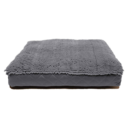 DGS Pet Products Dirty Dog Rectangle Bed Medium Cool Grey 26 x 34 x 4 For Pet With Love