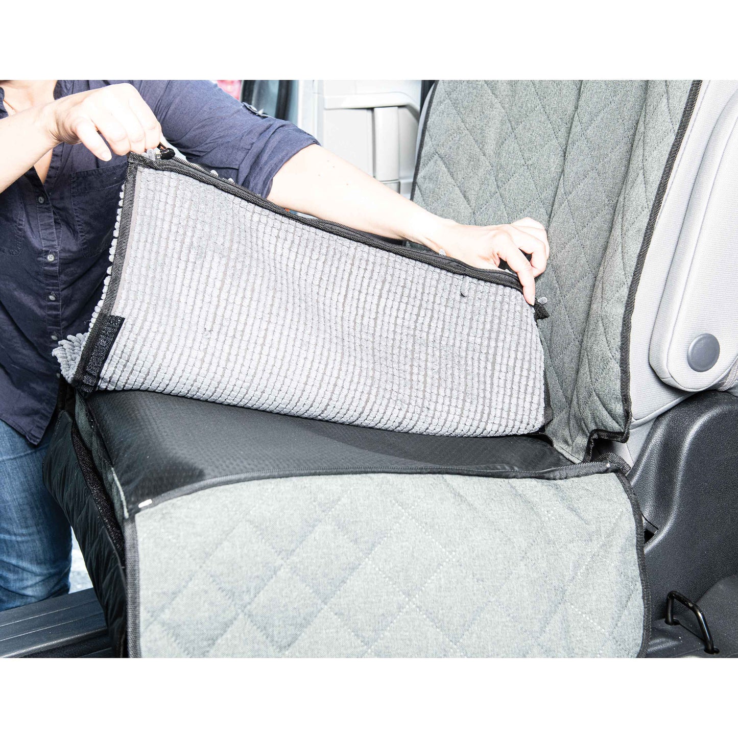 DGS Pet Products Dirty Dog Single Car Seat Cover Cool Grey 44 x 35 x 2 For Pet With Love
