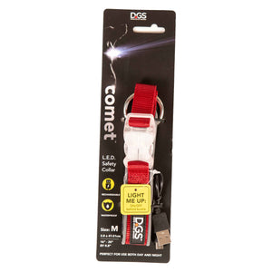 DGS Pet Products Comet Rechargeable Light Up Dog Collar Medium Red 16 - 20 x 0.75