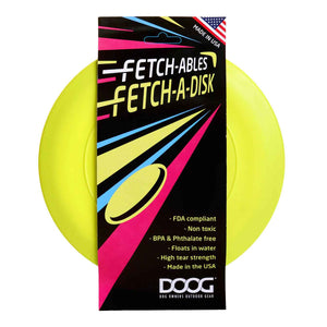 DOOG Fetch-ables Fetch-A-Disc Dog Toy Yellow 8.25 x 8.25 x 0.25