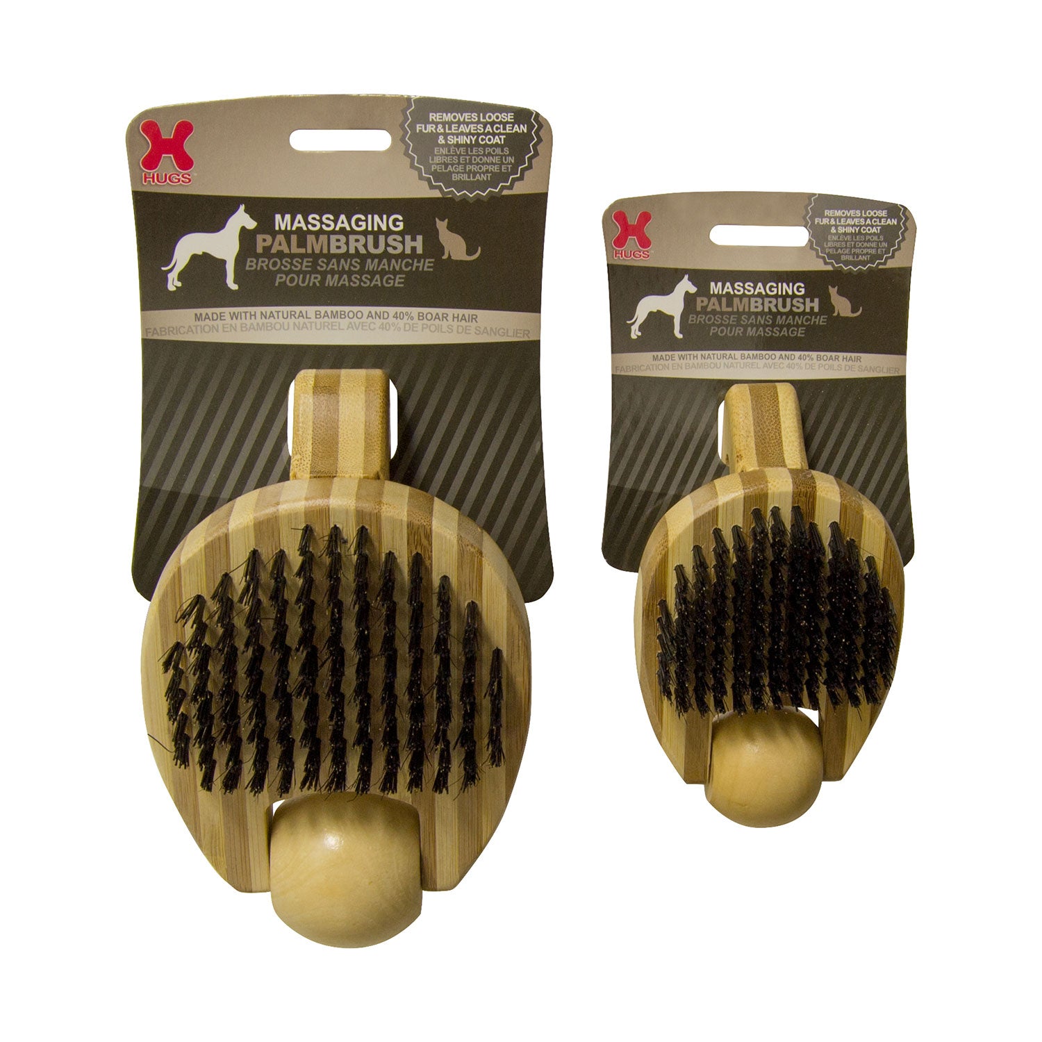 Hugs Pet Products Massaging Pet Palm Brush Small Brown 5.75 x 3 x 2.25 For Pet With Love