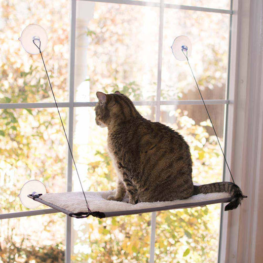 K&H Pet Products Window Lounger Cat Perch Natural 12 x 23 x 14 For Pet With Love