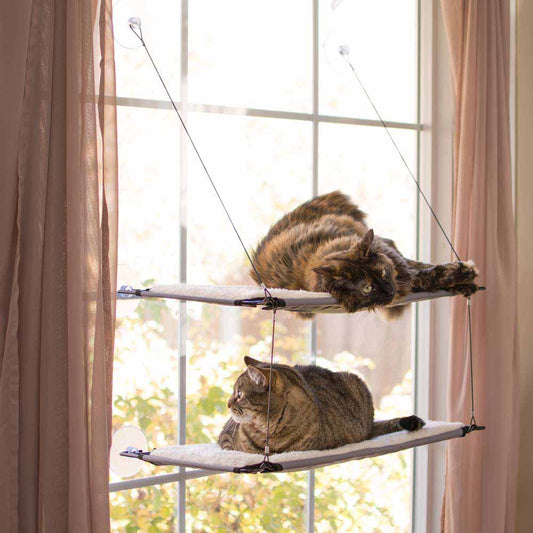 K&H Pet Products Window Double Lounger Cat Perch Natural 12 x 23 x 27 For Pet With Love