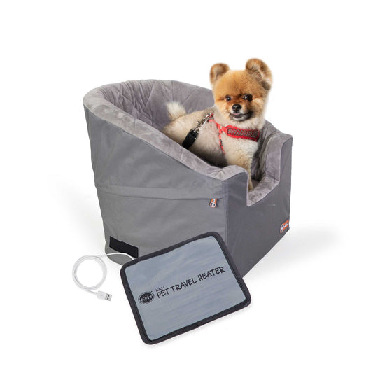K&H Pet Products Bucket Booster Pet Seat Collapsible Heated Small Gray 18 x 18 x 16 For Pet With Love