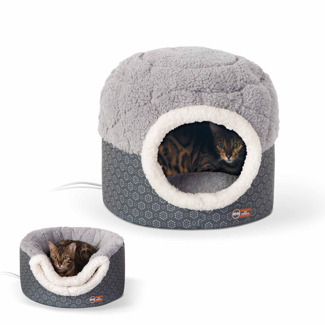 K&H Pet Products Thermo-Pet Nest Heated Cat Bed Gray 18 x 15 x 14