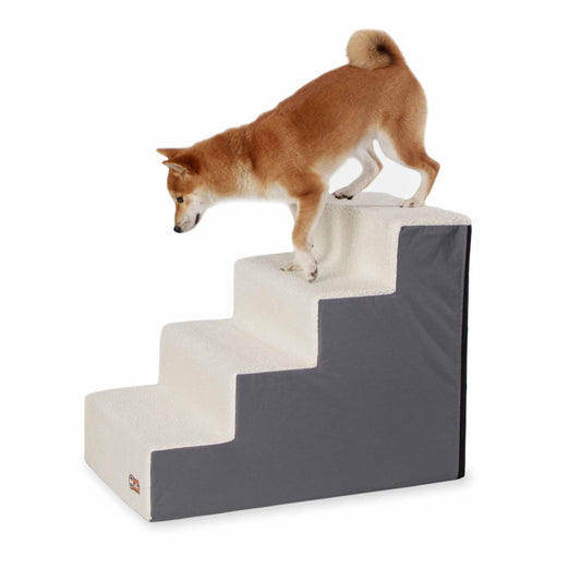K&H Pet Products Pet Stair Steps 4 Stair Gray 28 x 16 x 22 For Pet With Love