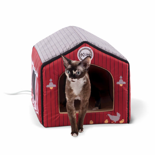 K&H Pet Products Thermo-Indoor Pet House Barn Design Red 16 x 15 x 14 For Pet With Love