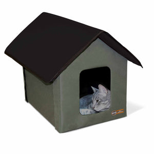 K&H Pet Products Outdoor Kitty House Cat Shelter (Unheated) Olive 19 x 22 x 17