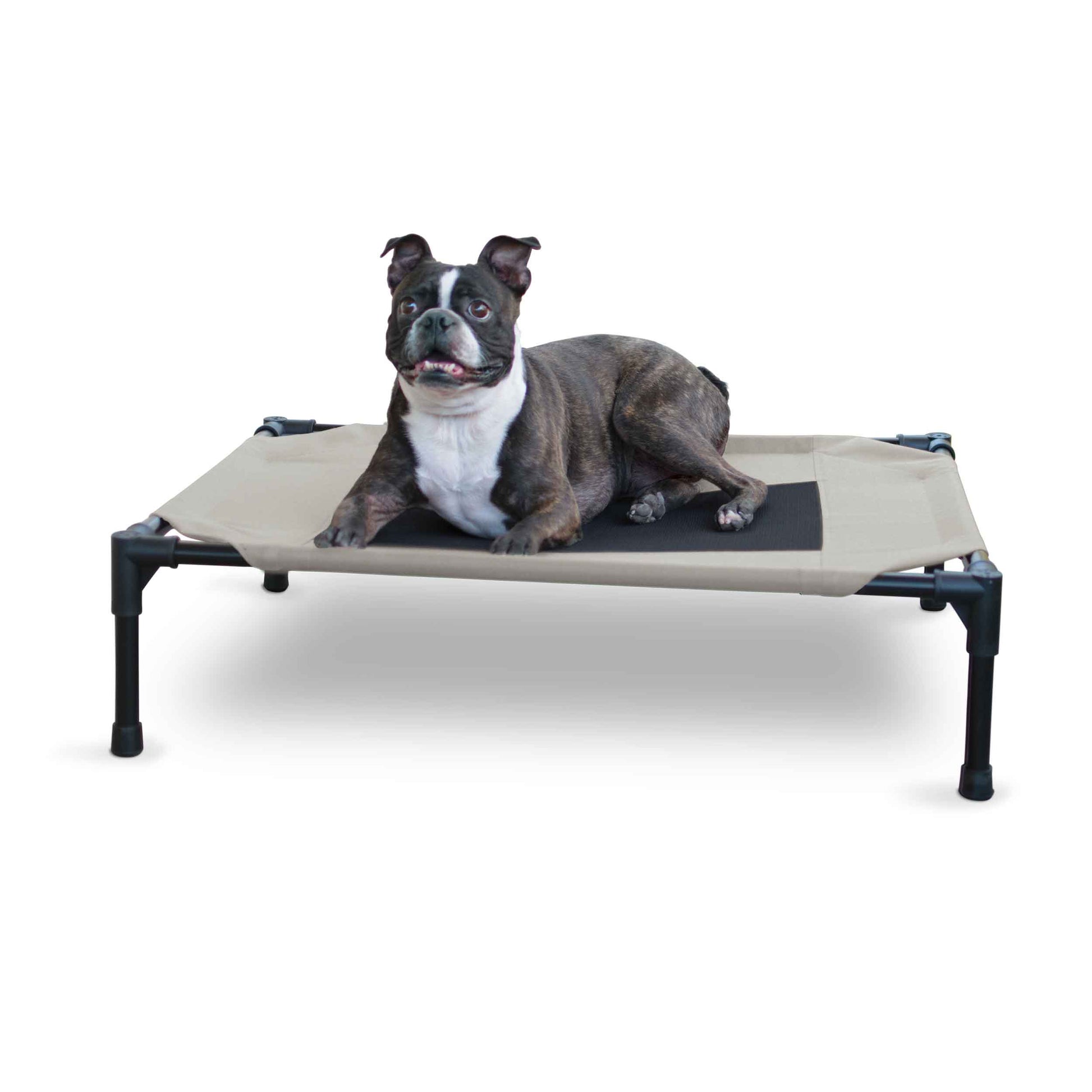 K&H Pet Products Original Pet Cot Elevated Pet Bed Medium Taupe/Black 25 x 32 x 7 For Pet With Love