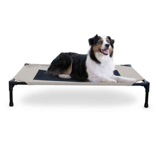 K&H Pet Products Original Pet Cot Elevated Pet Bed Large Taupe/Black 30 x 42 x 7 For Pet With Love