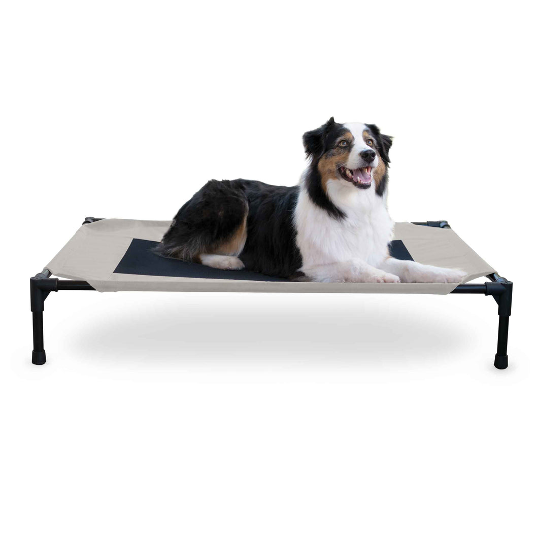 K&H Pet Products Original Pet Cot Elevated Pet Bed Large Taupe/Black 30 x 42 x 7
