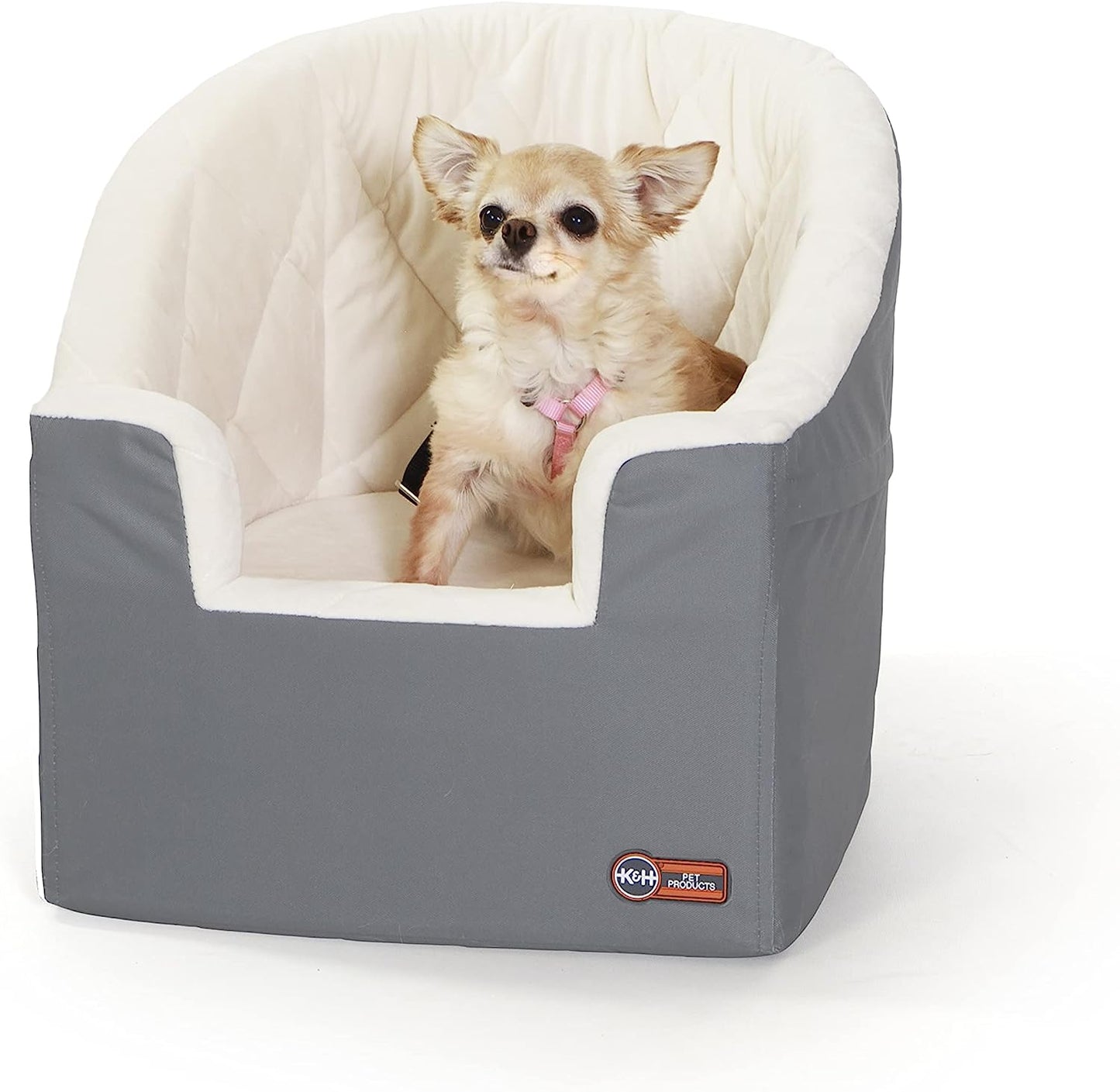 K&H Pet Products Bucket Booster Pet Seat Knock Down Unheated Gray 18 x 18 x 16 For Pet With Love