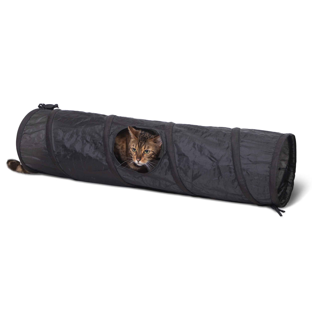 K&H Pet Products Cat Tunnel Toy Straight Tunnel Black 9 x 35 x 9