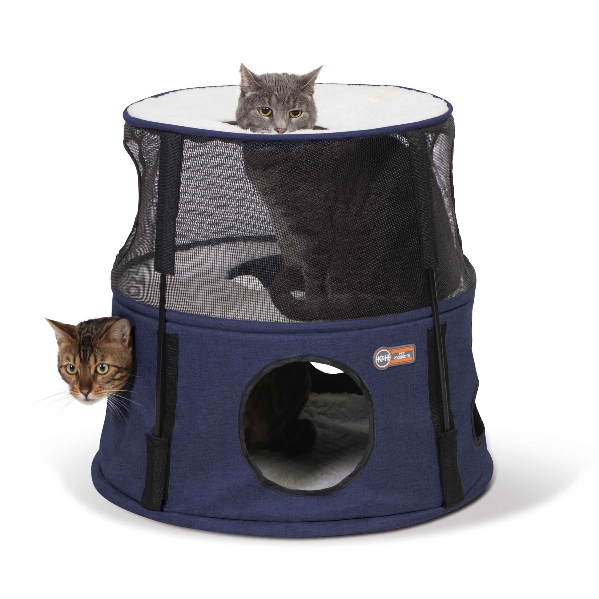 K&H Pet Products Kitty Tower 2 Story Dark Denim 22 x 22 x 20 For Pet With Love