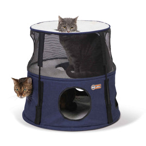 K&H Pet Products Kitty Tower 2 Story Dark Denim 22 x 22 x 20