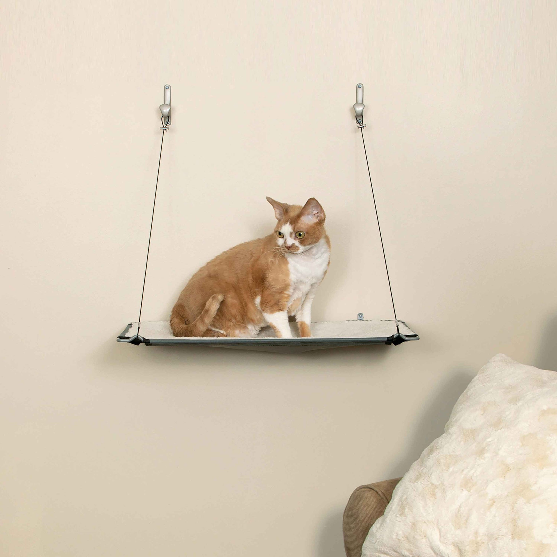 K&H Pet Products Wall Mounted Cat Shelf Single Level Natural 23 x 12 x 20 For Pet With Love