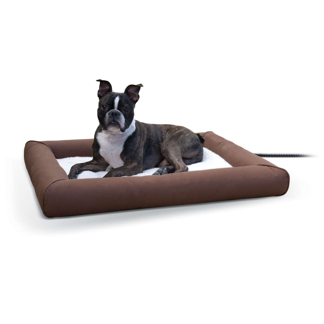 K&H Pet Products Deluxe Lectro-Soft Outdoor Heated Pet Bed Medium Brown 26.5 x 30.5 x 3.5