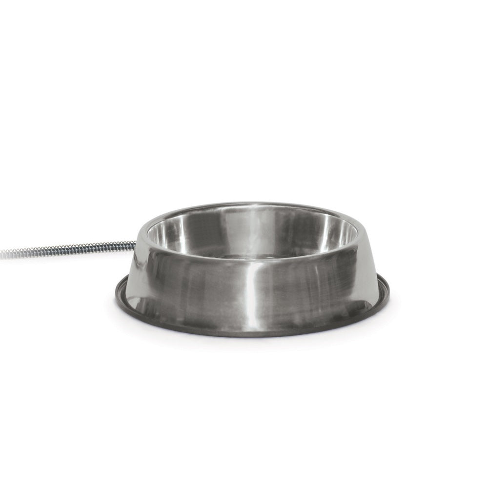 K&H Pet Products Pet Thermal Bowl Stainless Steel 13 x 13 x 3.5 For Pet With Love