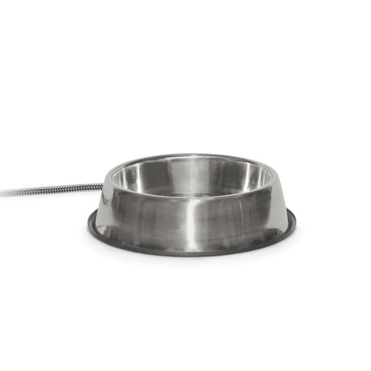 K&H Pet Products Pet Thermal Bowl Stainless Steel 13 x 13 x 3.5 For Pet With Love