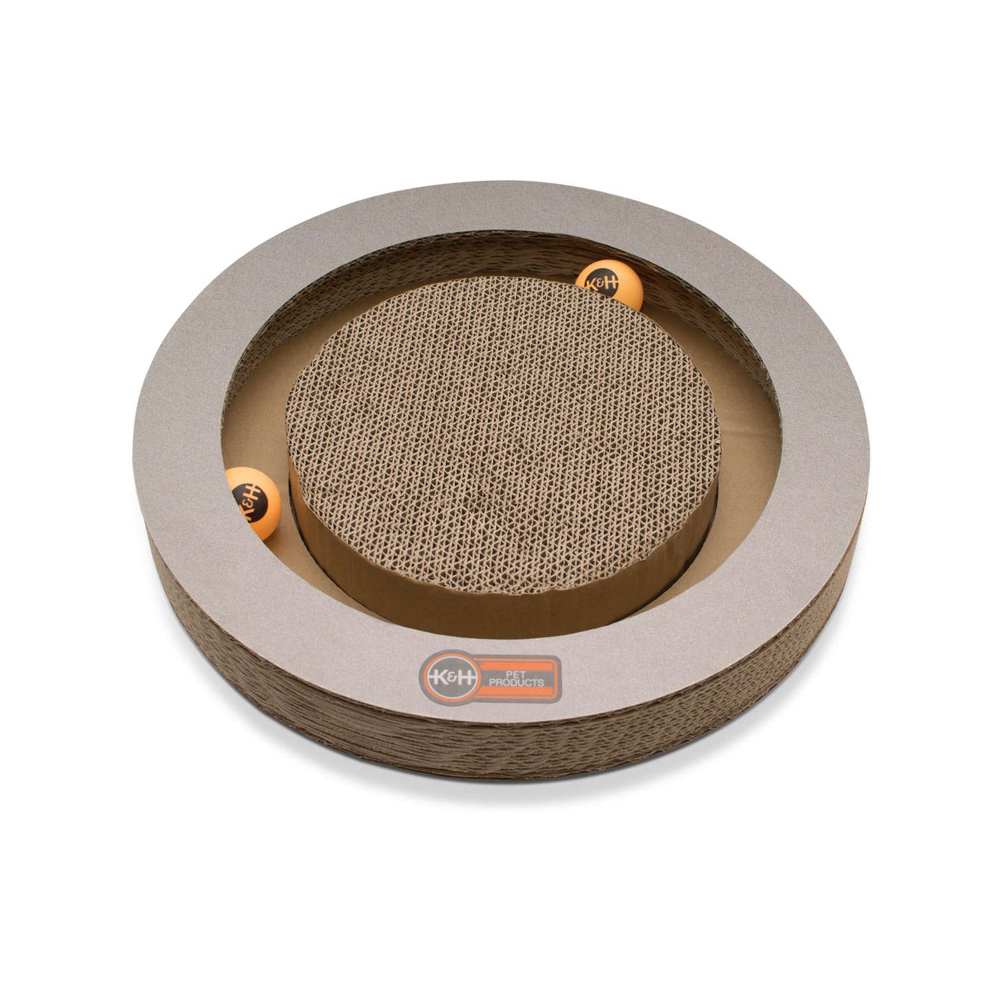 K&H Pet Products Kitty Tippy Round Cardboard Toy Brown 15 x 15 x 2 For Pet With Love